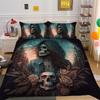 3D Beauty Skull Head Bedding Set Beauty Skull Head Motorcycle Pattern Quilt Cover Pillow Case 2/3 Pieces Microfiber Fabric Full Size Home Decoration