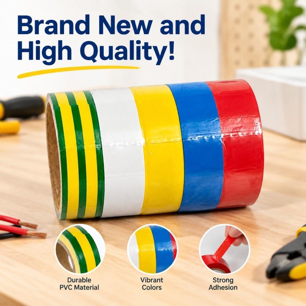 5pcs Flame Retardant Electrical Tape Set Assorted Insulating Tape PVC Electrical Tape Industrial