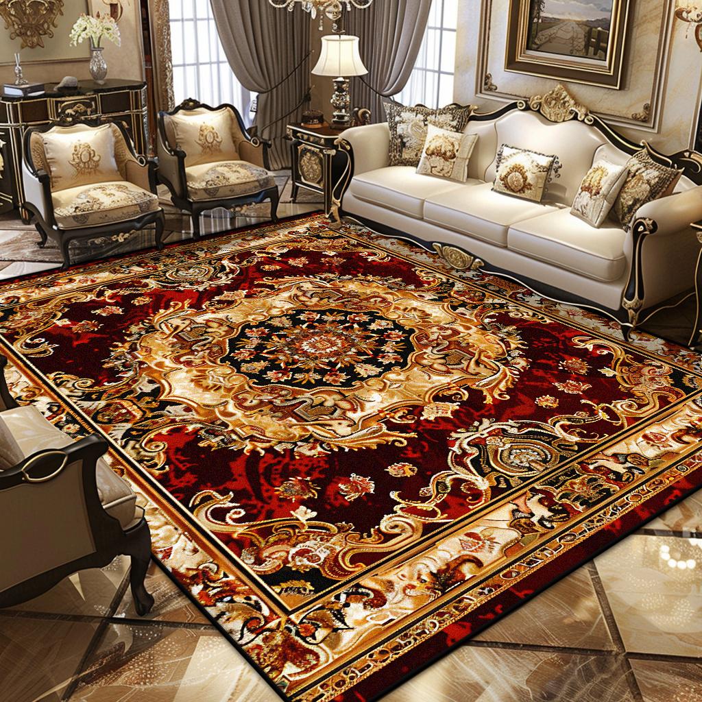 

Розкішний Перський Ретро Килим Європейська Декорація Легко Чиститься Нековзкий Килим Великих Розмірів для Вітальні Спальні Гардеробної Миється М який Килимок 200*250cm
