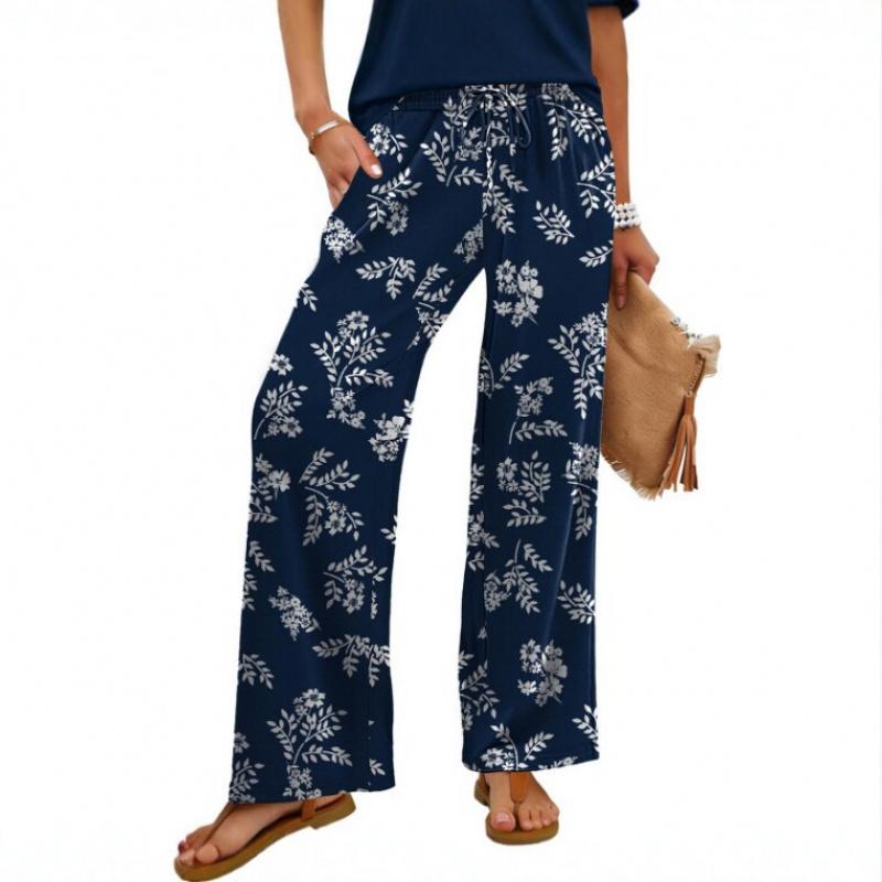 2026 New Women's Printed Wide-Leg Pants, Loose Casual Long Pants, Fashionable, Versatile, and Comfortable