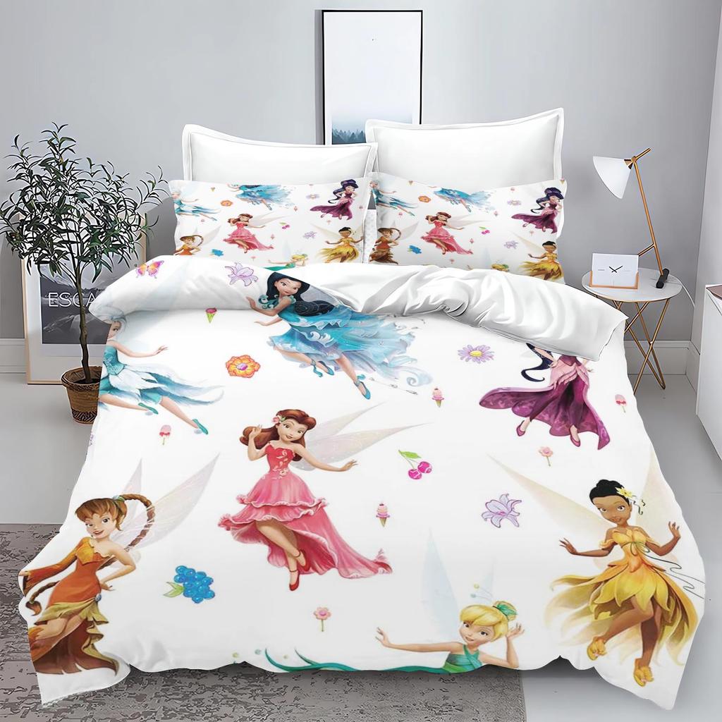 Tinker Bell Anime Disney Bedding Set Duvet Cover 100% Polyester Suitable For Children And Adults 3-Piece Set 1 Quilt Cover