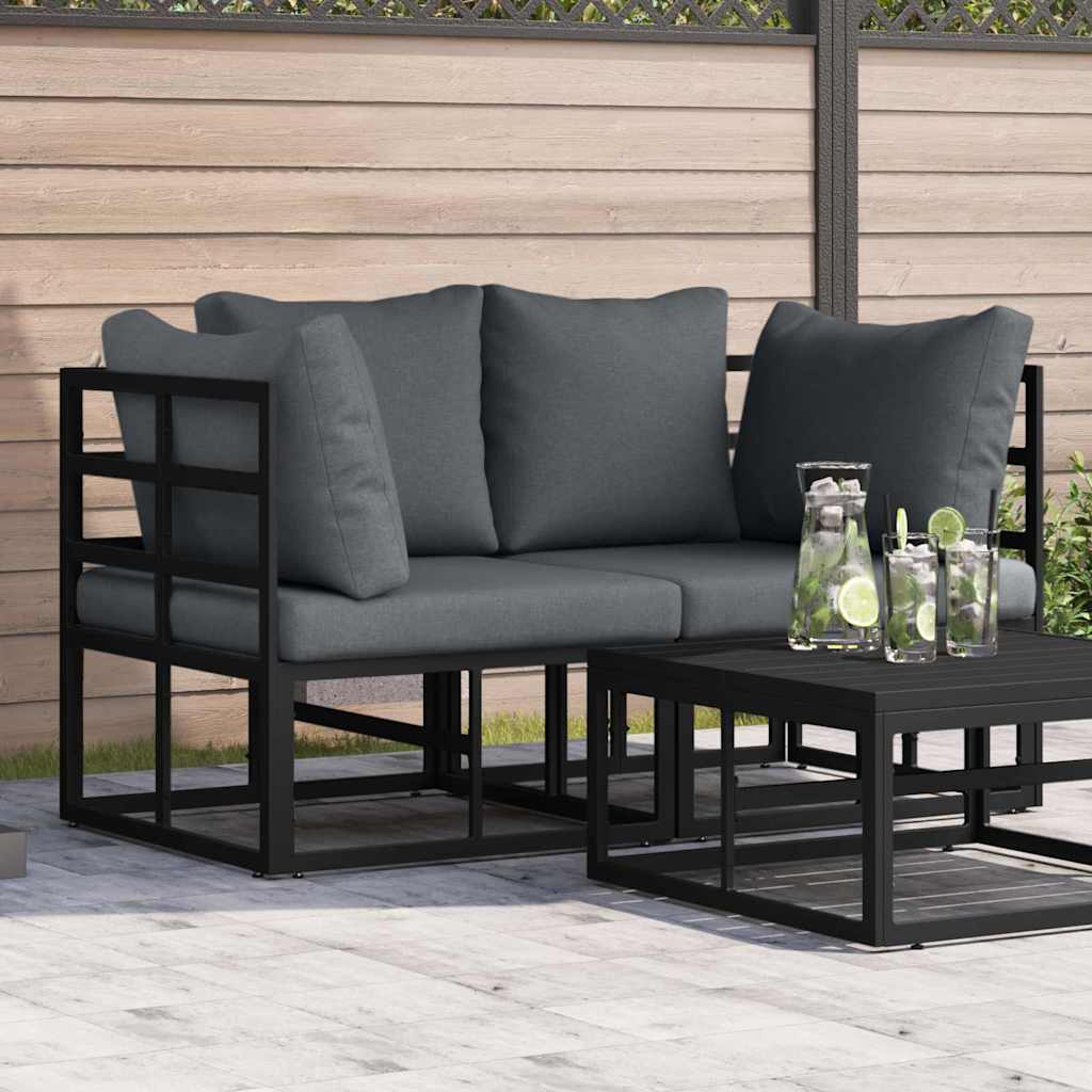 Garden Furniture Set 2 Pieces Black and Anthracite 71.5 X 71.5 X 71 Cm