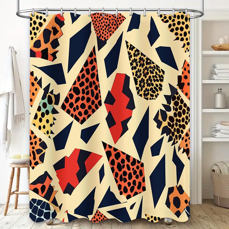 Geometric Animal Print Shower Curtain Bathroom Decor Waterproof Fabric 180X240Cm