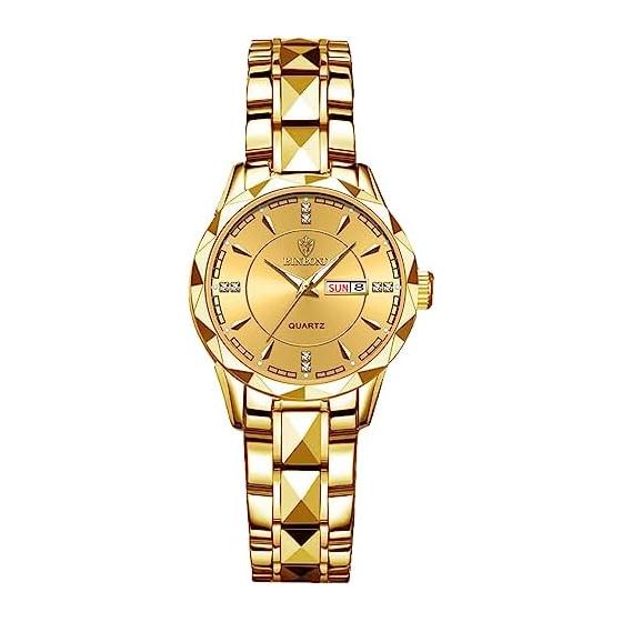 Women s Watch Gold Analog Simple Day of the Week Calendar 3ATM Waterproof Casual Business Stainless Steel Strap Ladies Watch - Valentine s Day