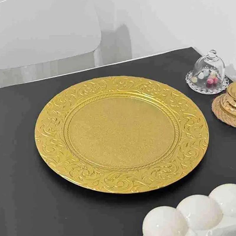Sottopiatto Dorato in Plastica Piatto da Servizio Decorativo Vassoio da Servizio per Cena di Festa Organizzatore da Tavola per Banchetto di Matrimonio e Natale