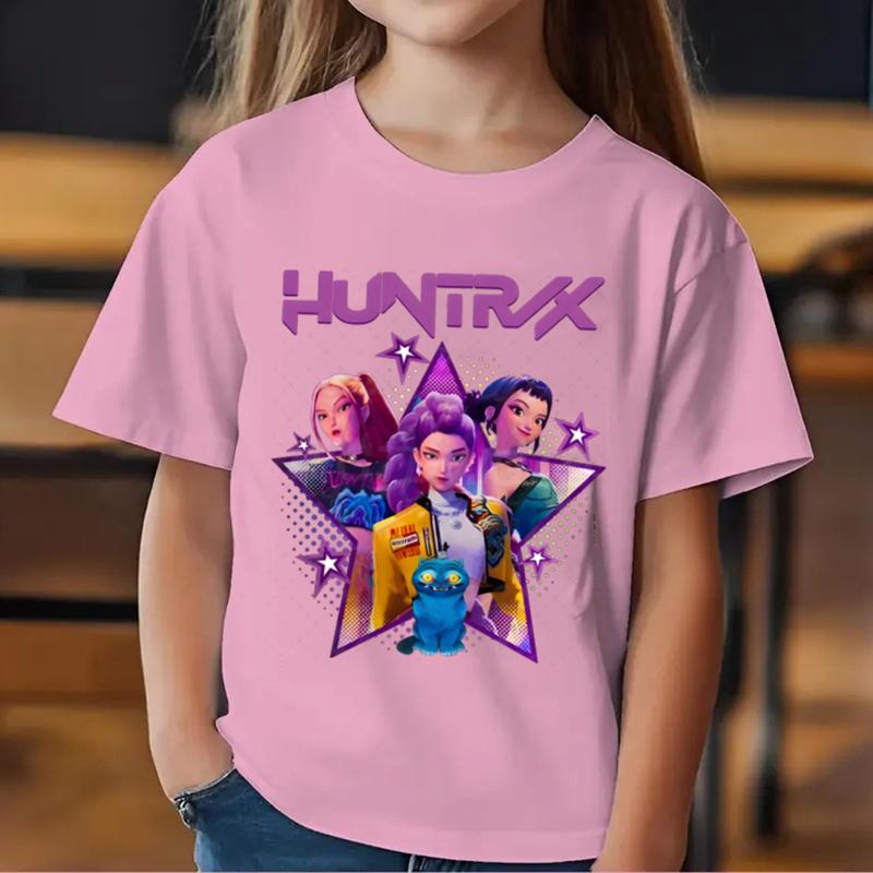 

K-Pop Мисливці на демонів Дитяча футболка Одяг для маленьких дівчаток Модні повсякденні топи 2025 Фільм Бавовняна футболка Подарунок для фанатів Дитячий одяг 130