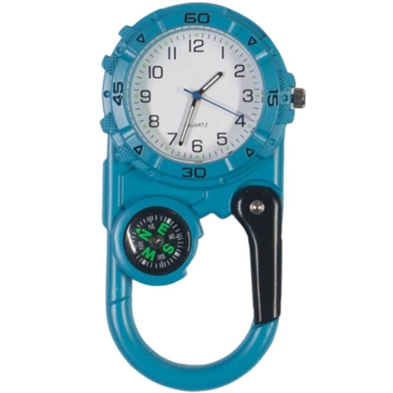 

Hiking Buckle Watch Portable Belt Clip Pocket Watch Compasses Outdoor Sports Mountaineering Carabiner for Backpack