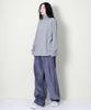 Deumakeu Wide-Fit Corduroy One-Pleat Elastic Pants Grayish Blue