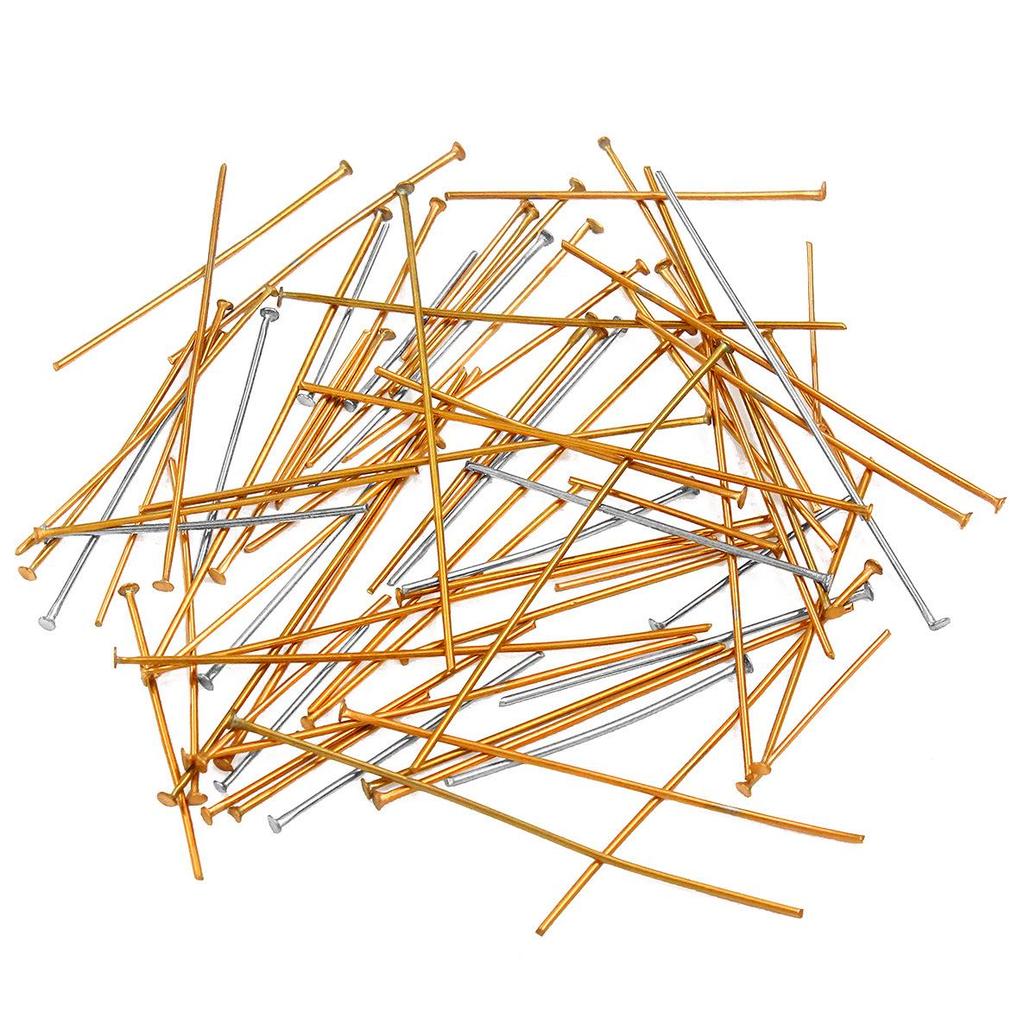 Gold Vacuum-Plated Colorfast Stainless Steel T-Pin for Jewelry and Beading DIY Projects