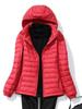 Jachetă scurtă cu glugă pentru femei - 90% puf de rață albă, ușoară, mărime plus, glugă detașabilă, stil toamnă/iarnă.