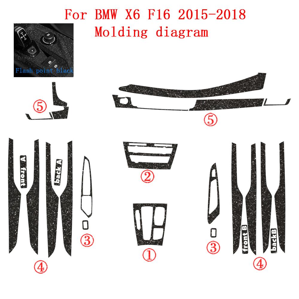 Car-Styling Carbon Fiber Car Interior Center Console Color Change Molding Sticker Decals For BMW X6 F16 2015-2018