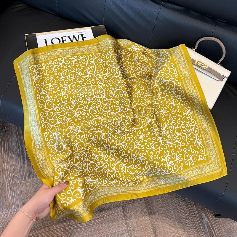 Silk scarf 71 * 71 imitation silk square scarf Korean atmosphere neck silk scarf flower pattern flower polka dot scarf