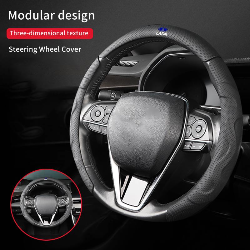 Car accessories Non slip breathable PU leather steering wheel cover For Lada Priora Sedan Sport Kalina Granta Vesta Niva Largus