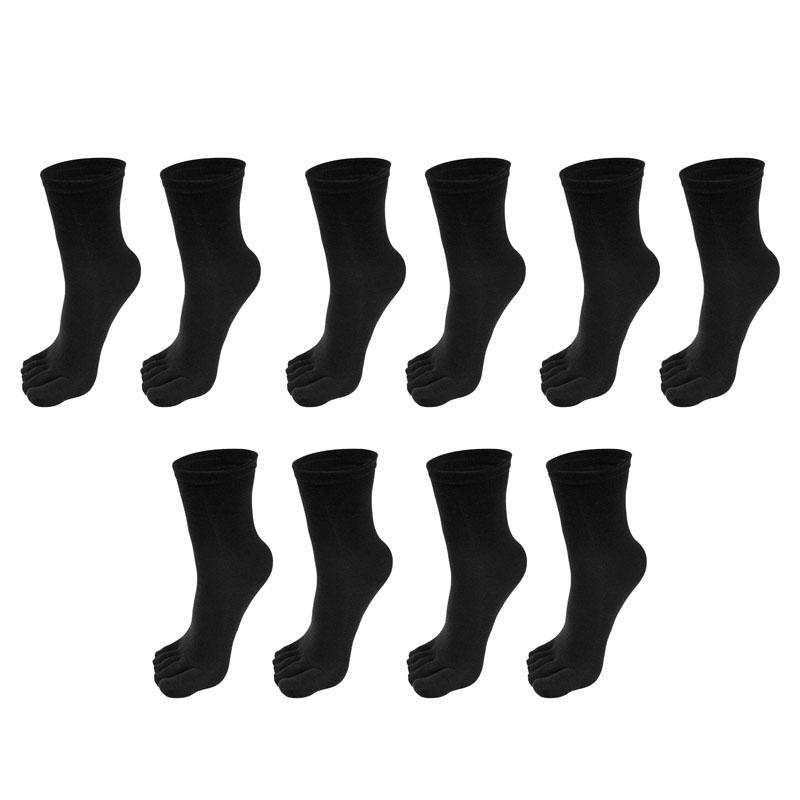 5 Paia Calzini alla Caviglia a Dita Separate per Uomo Donna Calzino Monocolore a Cinque Dita Calzino Sportivo da Corsa in Cotone Assorbente Sudore Calzino a Tubo Medio con Dita Separate