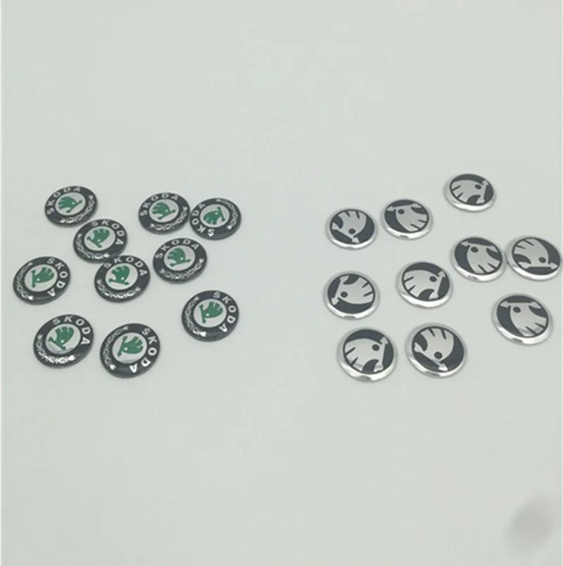 CGW1 2pcs 5pcs 10pcs 14mm For Skoda car key fob case Badge button Badge logo straight folding remote Keychain Replacement Sticker