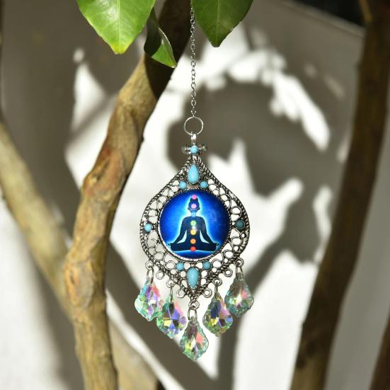 Chakra Sun Catcher Handcrafted Faux Crystal Suncatcher Zen-Inspired Prism Hanging