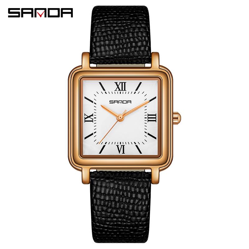 Sanda Women s Retro Roman Numeral Quartz Watch with Leather or Steel Mesh Band, Waterproof Fashion Timepiece.