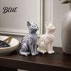 Cat Themed Home Decor 3D Printed Statue with Wavy Fur Modern Sitting Figurine for Non-tip Sculpture Bookshelf Decor Minimalist Art Office,