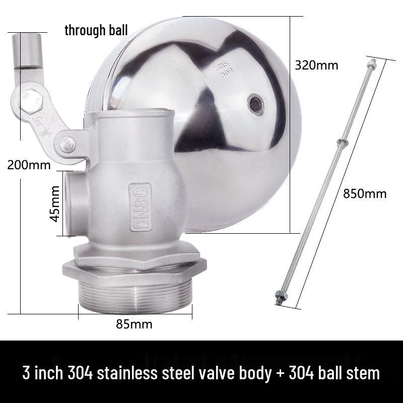 304 Stainless Steel Float Valve Water Level Controller for Tank/Tower, DN50 4-Point Inlet.