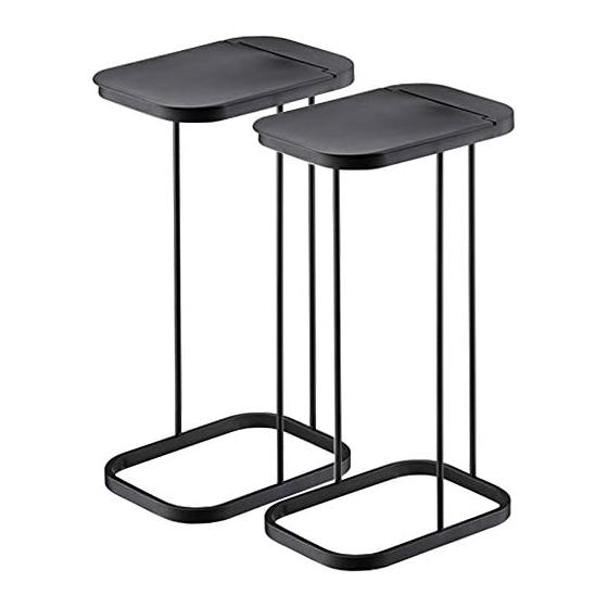 Yamazaki Jitsugyo (YAMAZAKI) Trash Can Set of 2 Garbage Bag Holder with Lid Separation Slim Kitchen Luce Black 7553 2SET