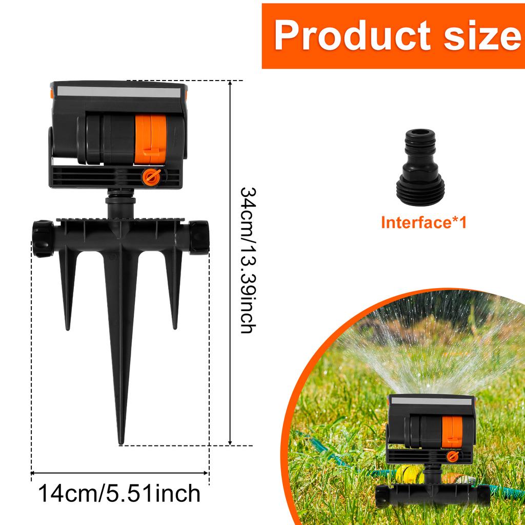 Lawn Water Sprinkler 16 Hole Automatic Oscillating Grass Sprinkler with Filter 4 Mode Adjustable Spray Range for Vegetable