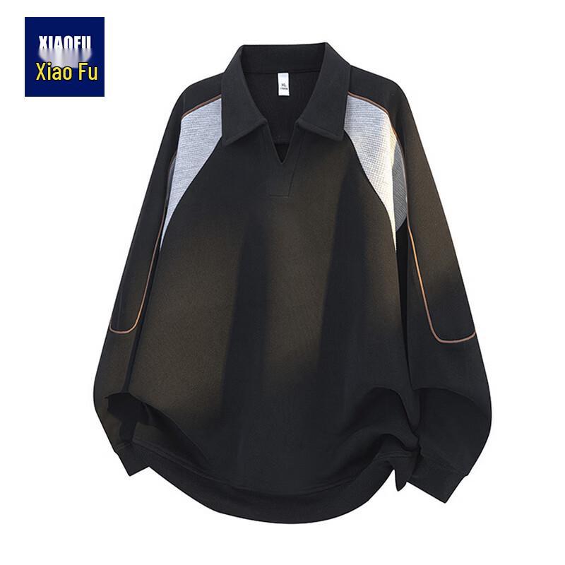 Men s Color Block Lapel Pullover Sweatshirt S