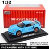 1/32 Scale Porsche 911 Turbo S Diecast Metal Model Toy Sports Car with Sound And Light For Kids Adults