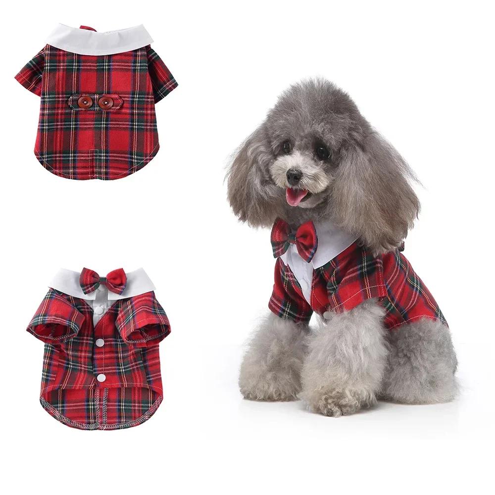 Cute Striped Dog Tuxedo Tailcoat Wedding Outfit Gentleman Pet Suit with Bow Tie for French Bulldog Halloween Costume