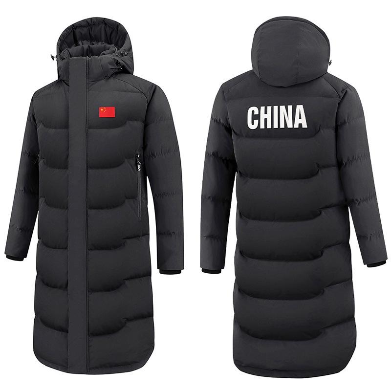 Chińska drużyna Zimowa kurtka puchowa - Unisex Sportowy długi płaszcz do egzaminu artystycznego i treningu