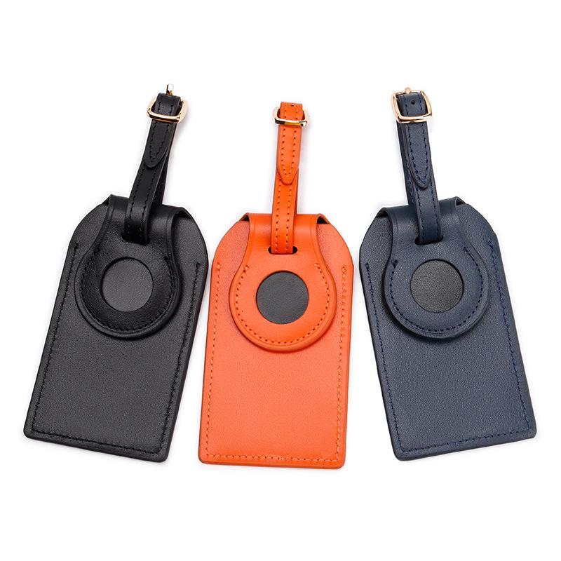 Genuine Leather Luggage Tag & Apple AirTag Tracker: Identify Bags with Style