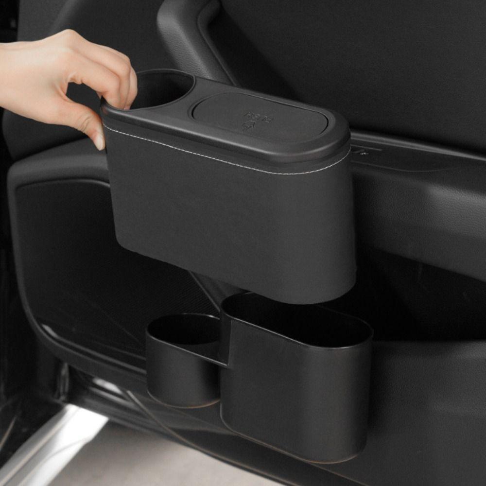 With Lid Car Trash Can Leakproof Storage Box Universal Cup Holder  Car Interior Supplies