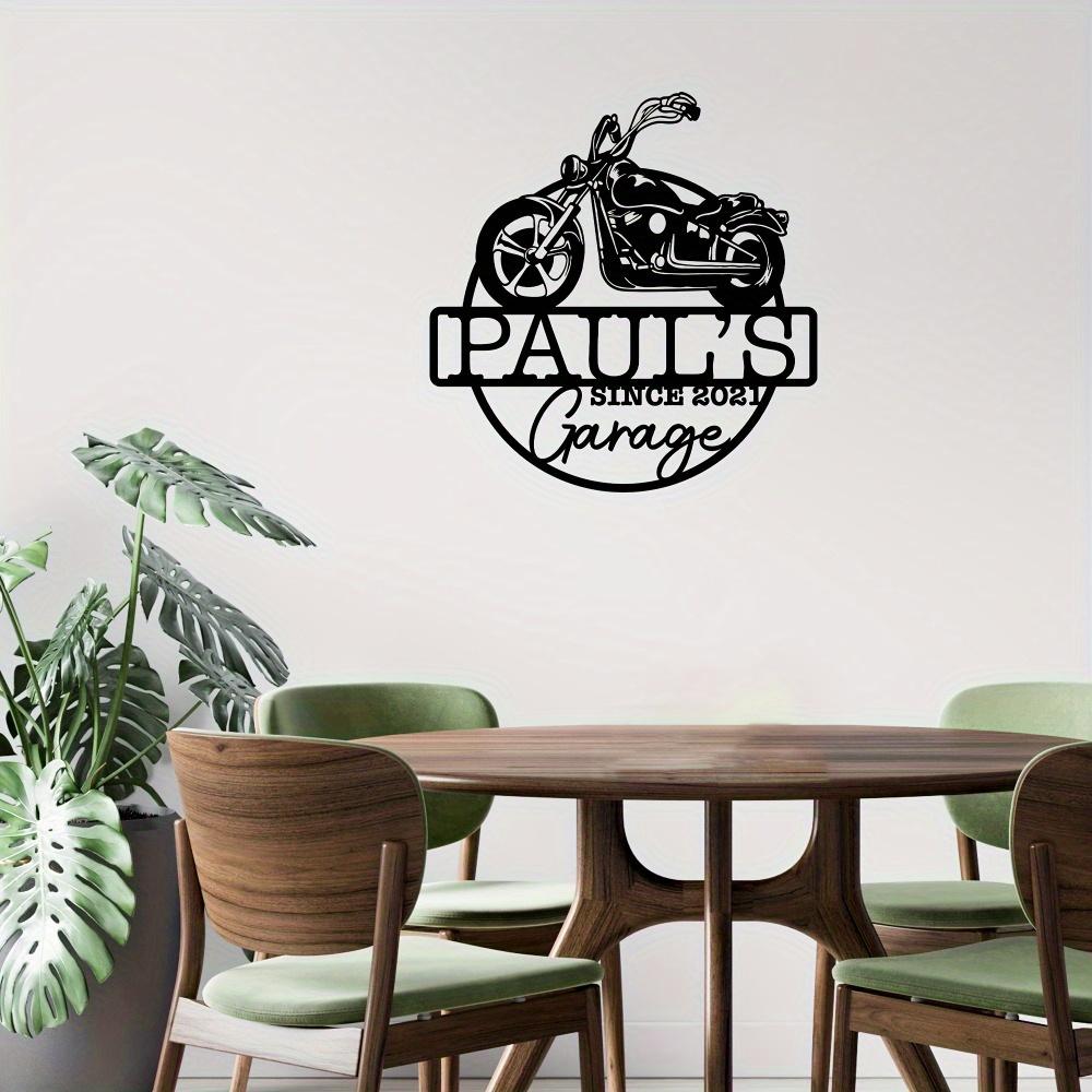 Retro Motorcycle Metal Wall Sign Personalized Garage Decor Art