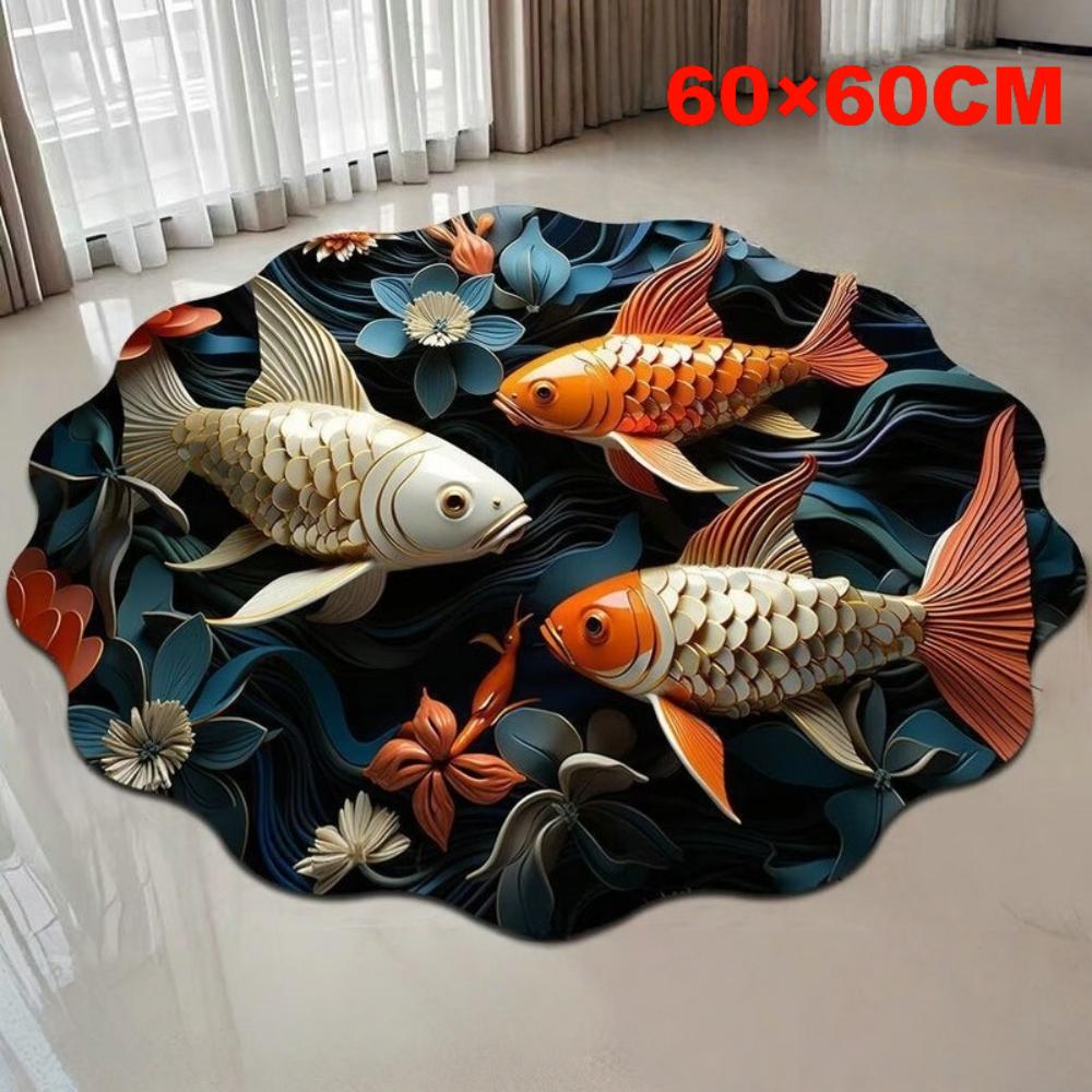 

Nordic Abstract Koi Carpet Wavy Bathroom Door Rug Creativity Floral Floor Mat Home Decor A