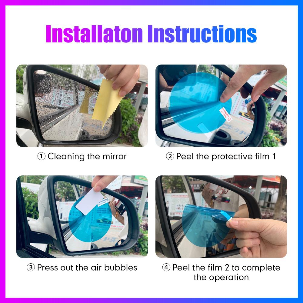 2PCS Car Rearview Mirror Protective Film Car Mirror Window Clear Film Anti Dazzle Waterproof Rainproof Anti Fog Car Sticker