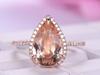 Boutique, Large Drop-Shaped Gemstone Women'S Ring, Luxury Copper-Plated Rose Gold Jewelry