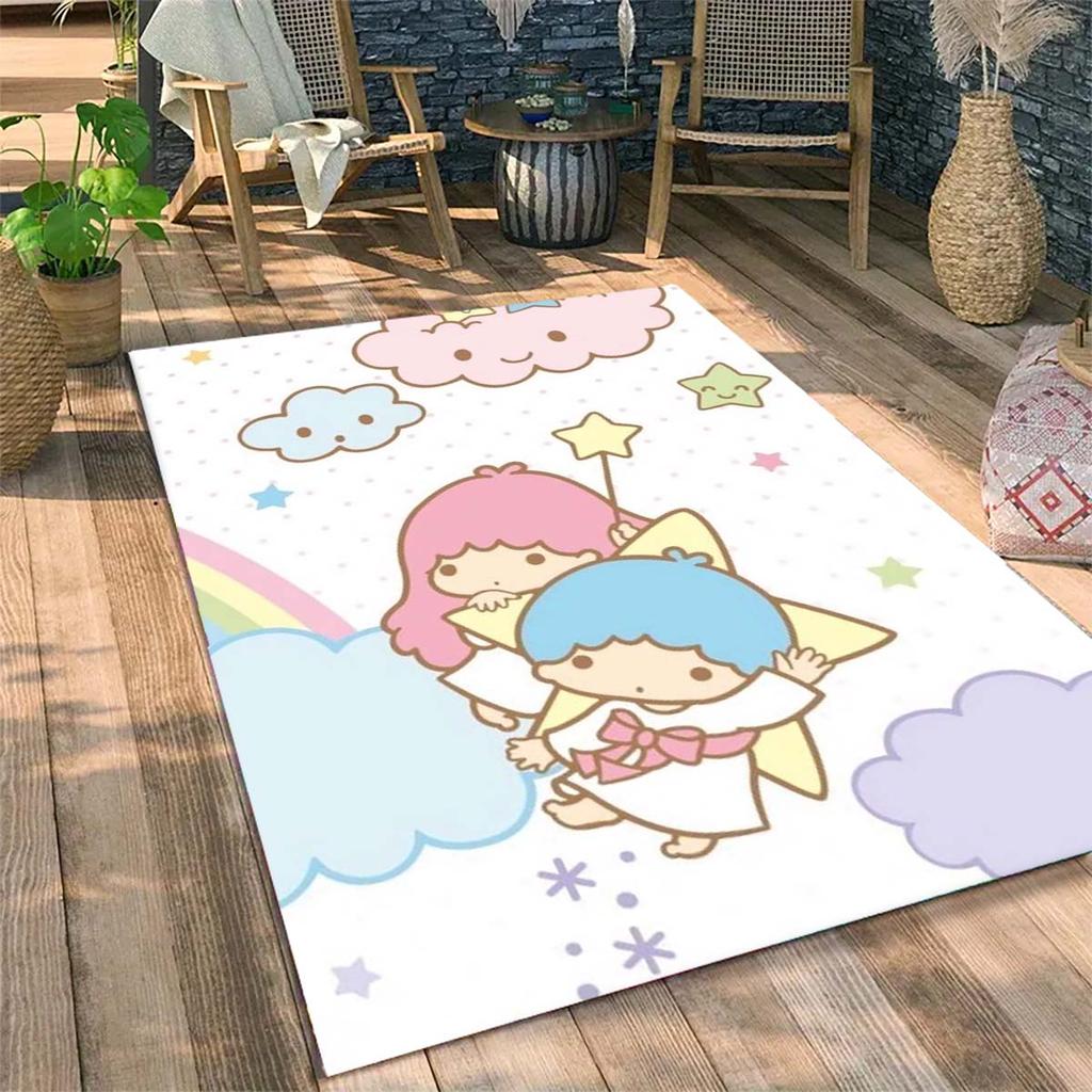 Cinnamoroll, My Melody, and Twin Stars Print Rug, Floor Protector Mat. Cute Cartoon Decorations for the Bedroom/children's Room.