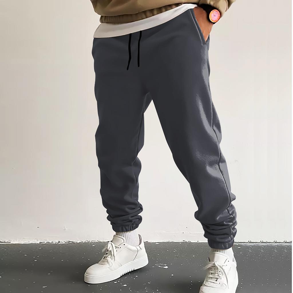 Casual Pants Men'S Loose Zipper Pocket Drawstring Elastic Waist Sports Pants