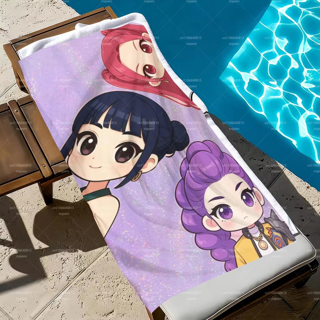 K-pop Anime Girl Beach Towel,Microfiber Soft Absorbent Quick Dry, Oversized for Beach Pool Travel, Cute Idol Print Bath Towel