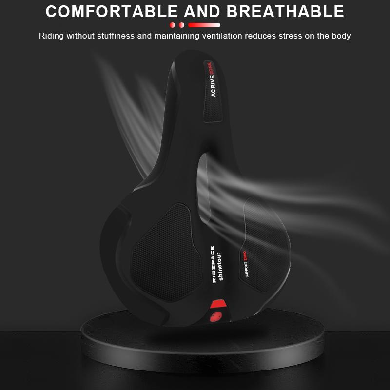 Big Butt Bicycle Saddle With Tail Light Hollow Breathable Comfortable Shock Absorbing MTB Cushion Bike Front Seat Thicken Widen