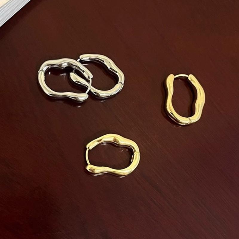 Trendy Geometric Ear Clips Comfortable Irregular Hoop Earrings for Women Girl Fashionable Unique Valentines Day Gift