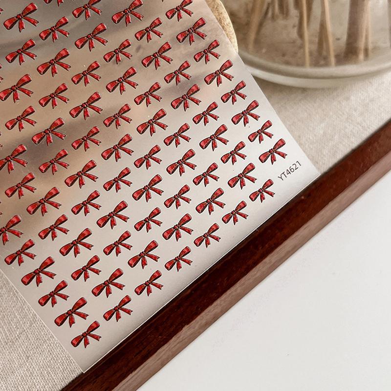 

1 лист красные бантики тисненые рельефы самоклеящиеся наклейки для нейл-арта маникюрные наклейки для декора ногтей бантиками