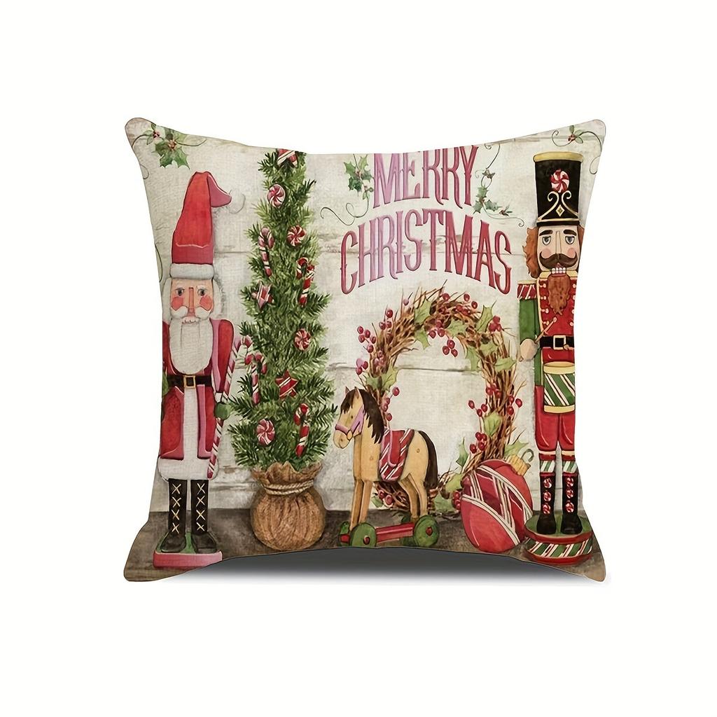 Obliečka na vankúšik Merry Christmas obliečka 45x45cm Obliečka na vankúš Zimná vianočná dekorácia na doma Stromček Jeleň Pohovka Obliečka na vankúš