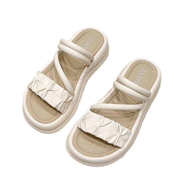 2025 direct sales sandals girl 2025 summer new fairy wind stepping shit feeling thick-soled slippers support