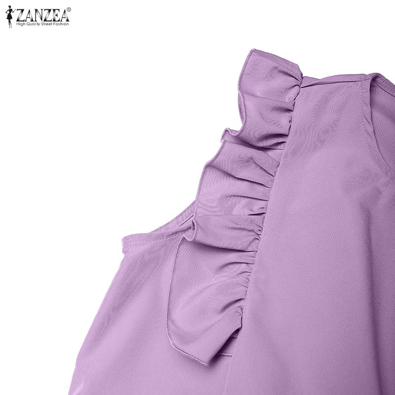 ZANZEA Women Casual Round Neck Sleeveless Long Dress