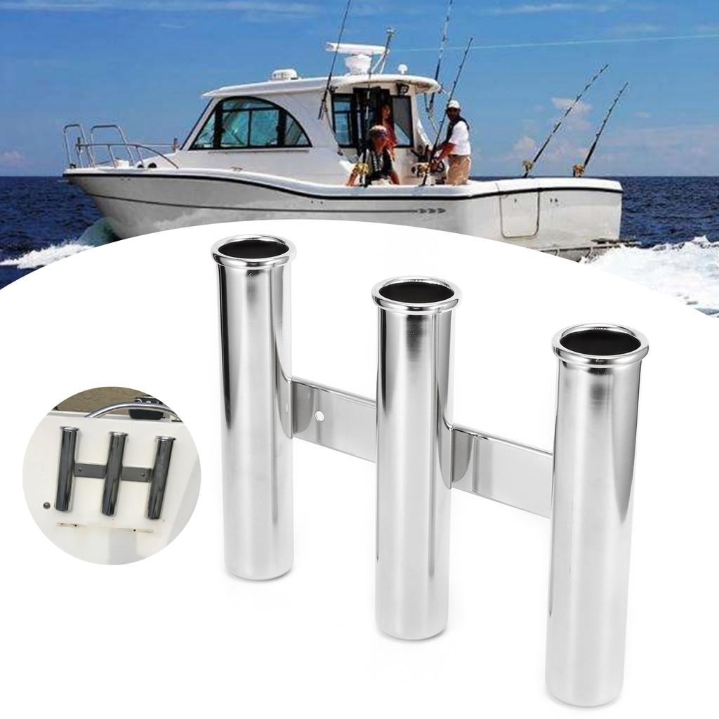 3 Tube Fishing Rod Holder Rack Stainless Steel Marine Yacht Boat Hardware Accessory