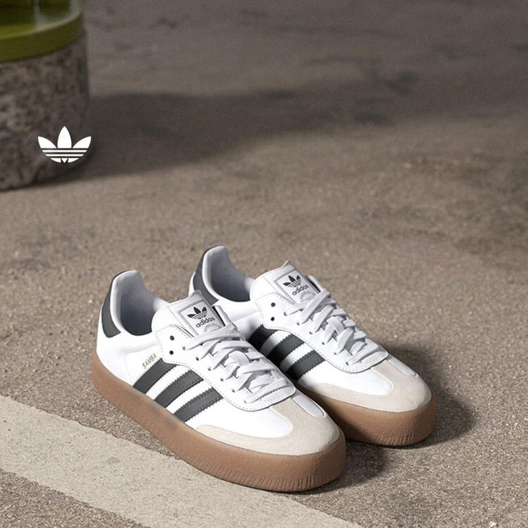 Adidas Обувь в стиле Т SAMBAE Универсальные слипоны Тренировочная обувь Логотип Adidas Трилистник JI1349 35.5 белый