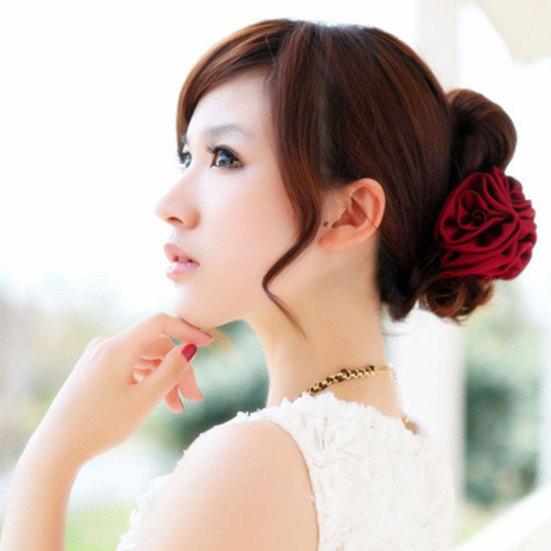 Fashion Cloth Rose Flower Hairpin Hair Claw Clip Women Barrette Accessories