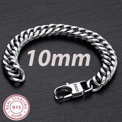 925 Sterling Silver 10mm Smooth Sideways Bracelet for Men Woman Charm Wedding Engagement Party Fashion Jewelry