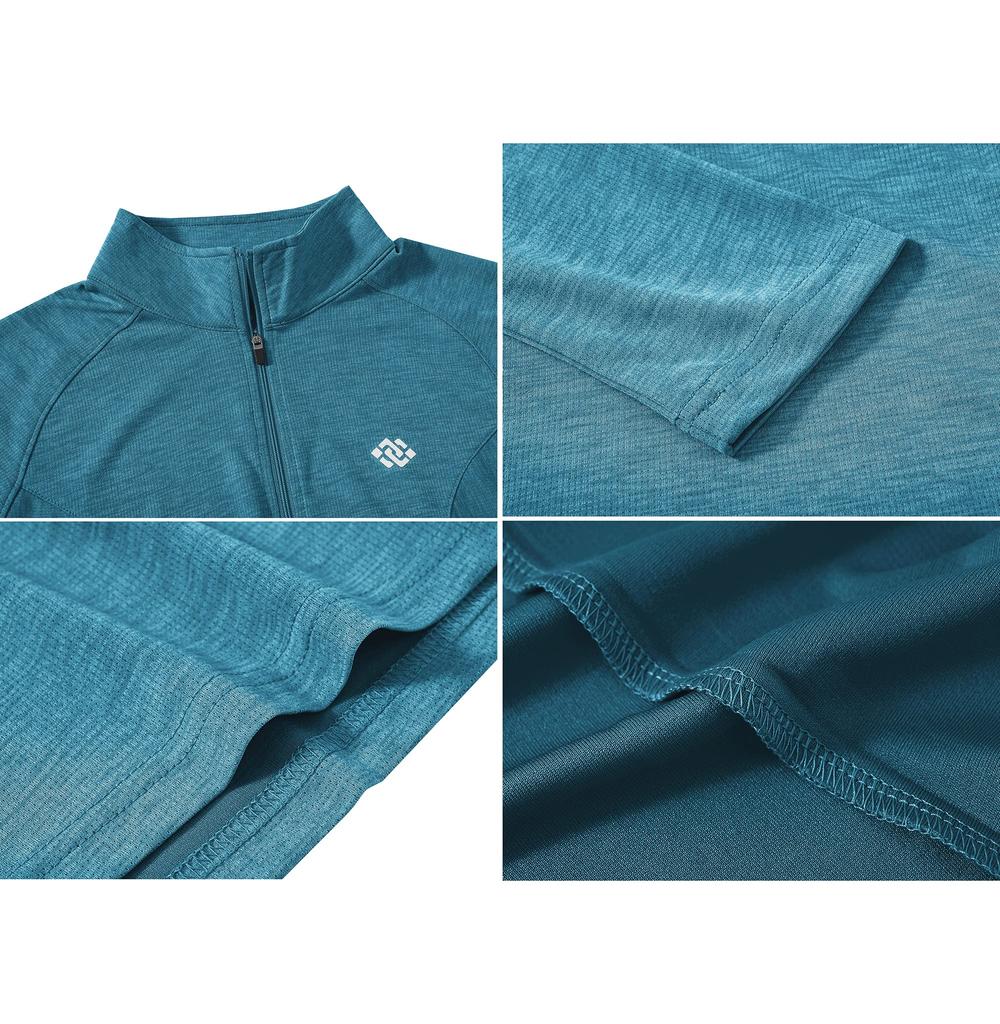 YIRUIYA Golf and Tennis Long Sleeve UV Trekking Women's Wear, Half-Zip Shirt, Top, Stretch, Moisture-Wicking, Quick-Drying, Protection, Innerwear,