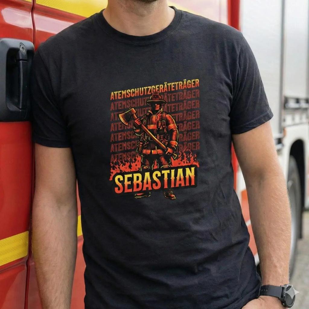 Men's Personalized Custom Name Firefighter T Shirt Fireman for Volunteer Comrades vintage Washed Stylish Stretched fashion